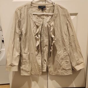 Talbots Women's Cream Ruffle Jacket